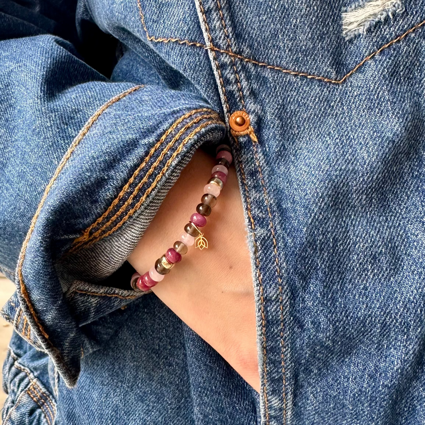 Y&G Roses & Chocolate | Edelstenen armband & 14k goud