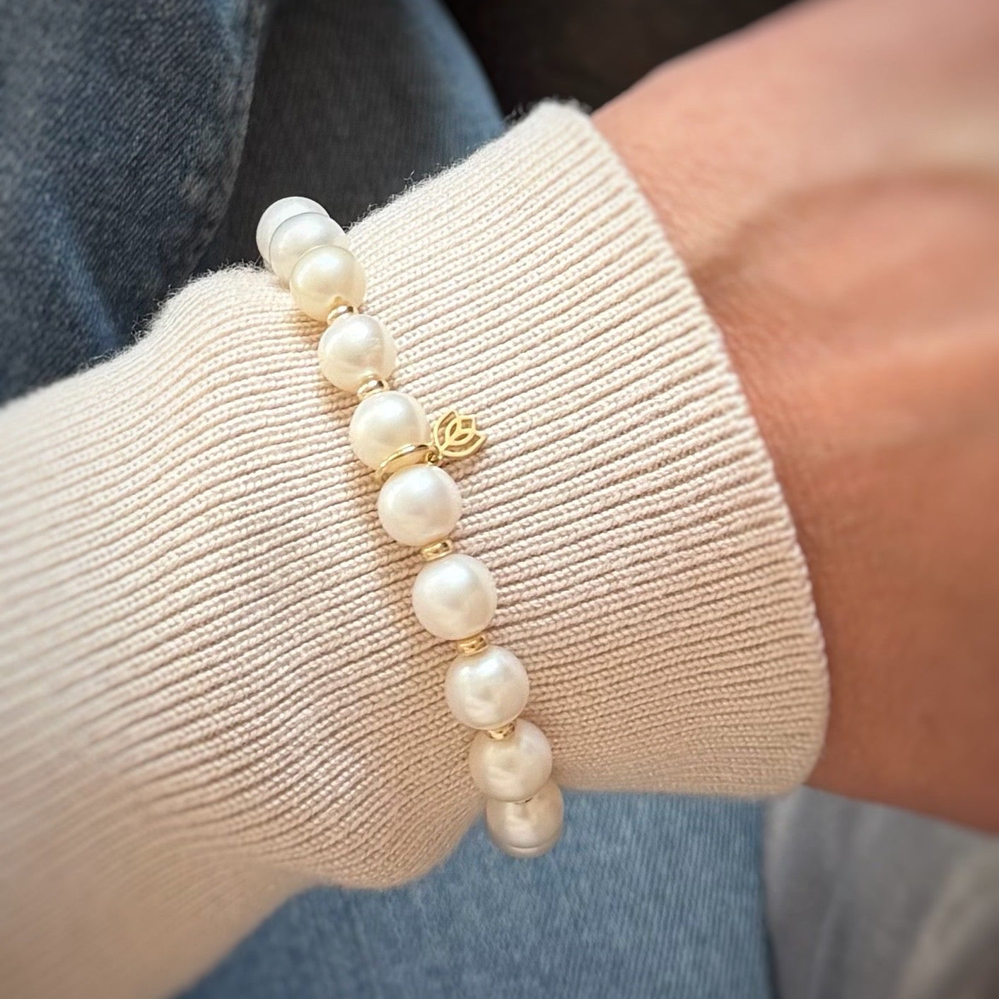 Y&G armband | Zoetwaterparels & 14k goud