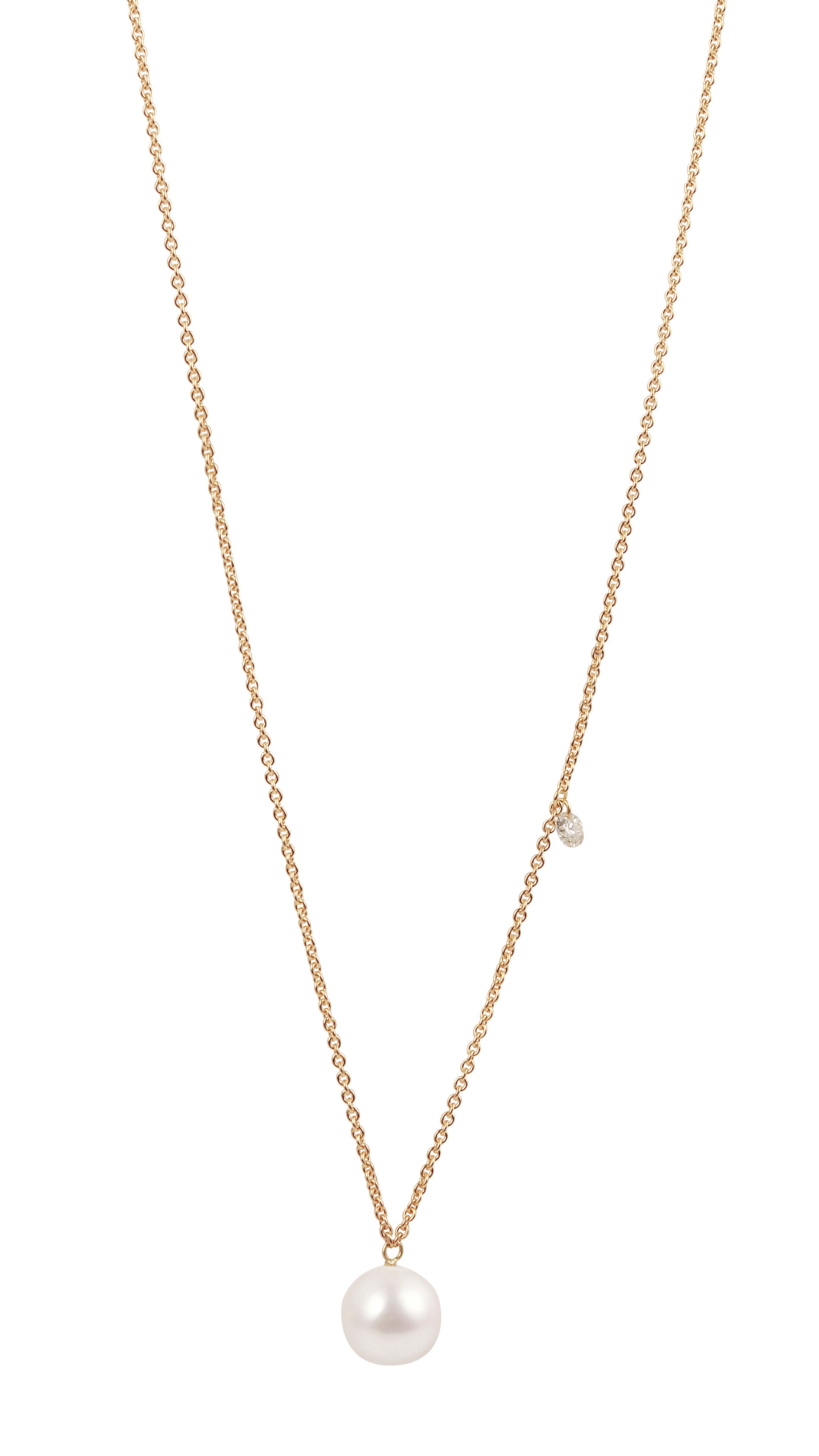 Y&G Collier | Zoetwaterparel, diamant & 18k goud