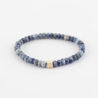 Y&G Men edelstenen armband | Sodaliet & 14k gouden cube