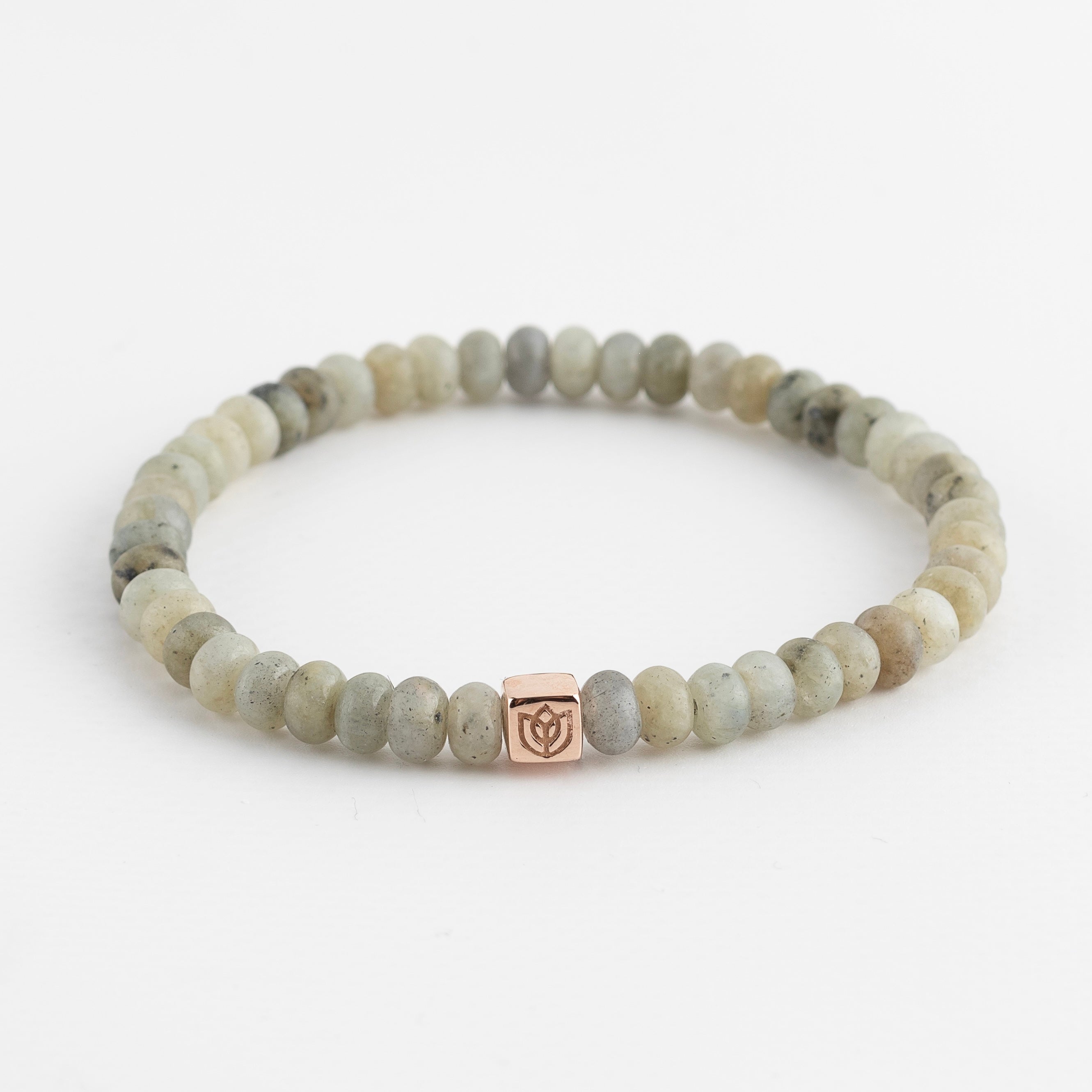 Y&G Men edelstenen armband | Labradoriet & 14k gouden cube