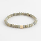 Y&G Men edelstenen armband | Labradoriet & 14k gouden cube