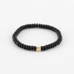 Y&G Men edelstenen armband | Onyx & 14k gouden cube