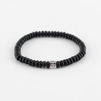 Y&G Men edelstenen armband | Onyx & 14k gouden cube