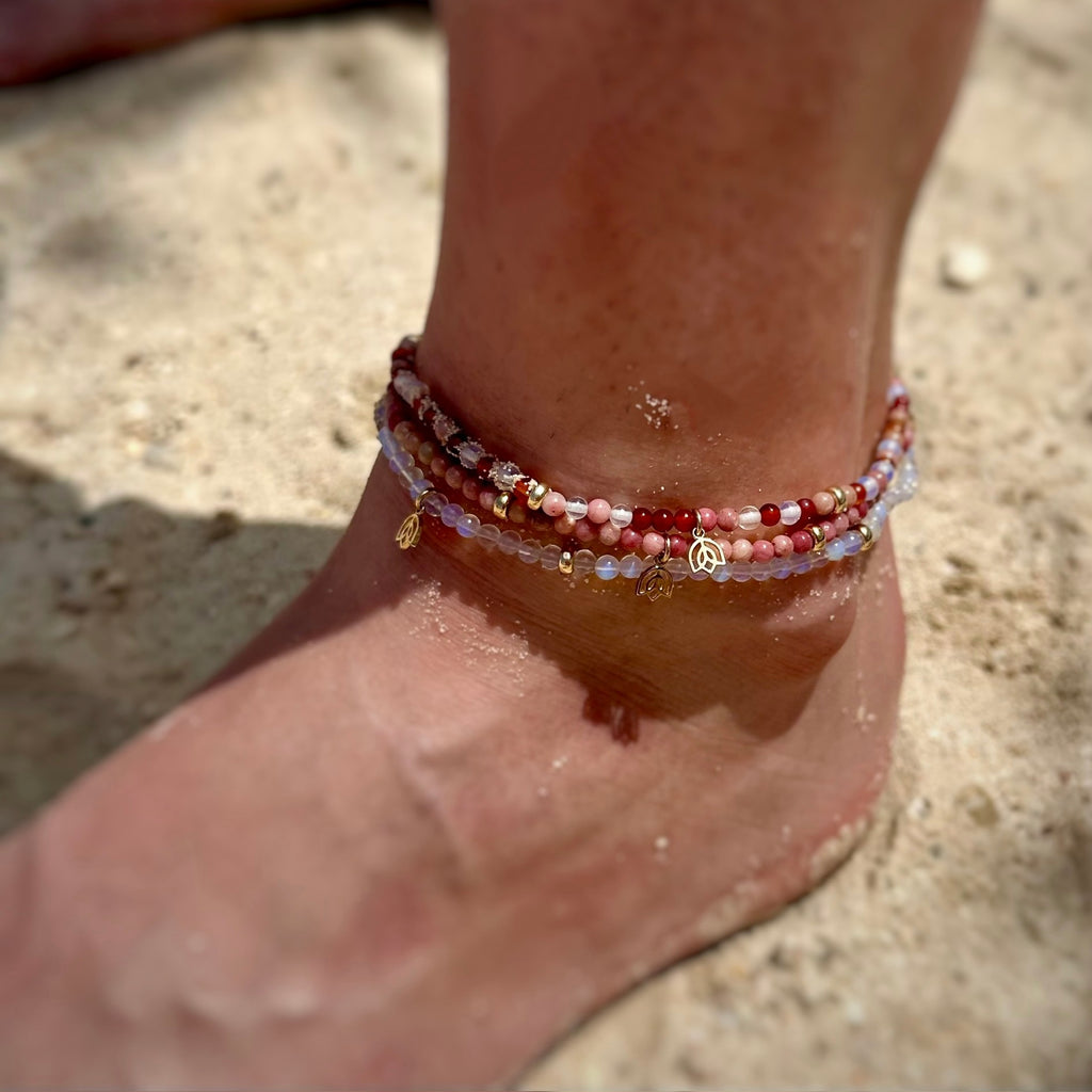Y&G enkelbandje | Rhodochrosiet & 14k goud