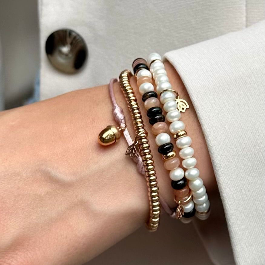 Y&G Chic avec perles | Edelstenen armband & 18k roségoud
