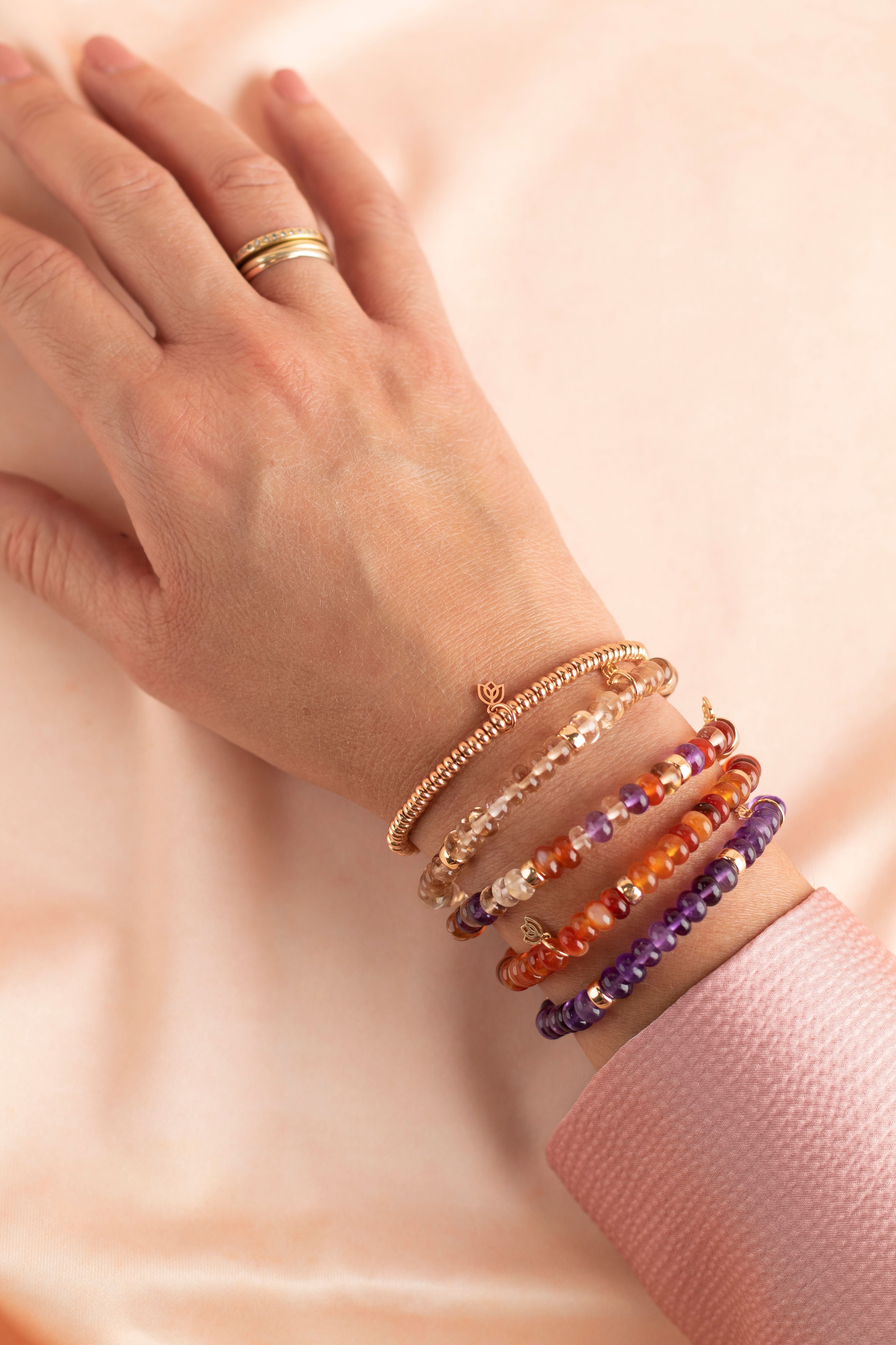 Y&G Retro Funky | Edelstenen armband & 14k goud
