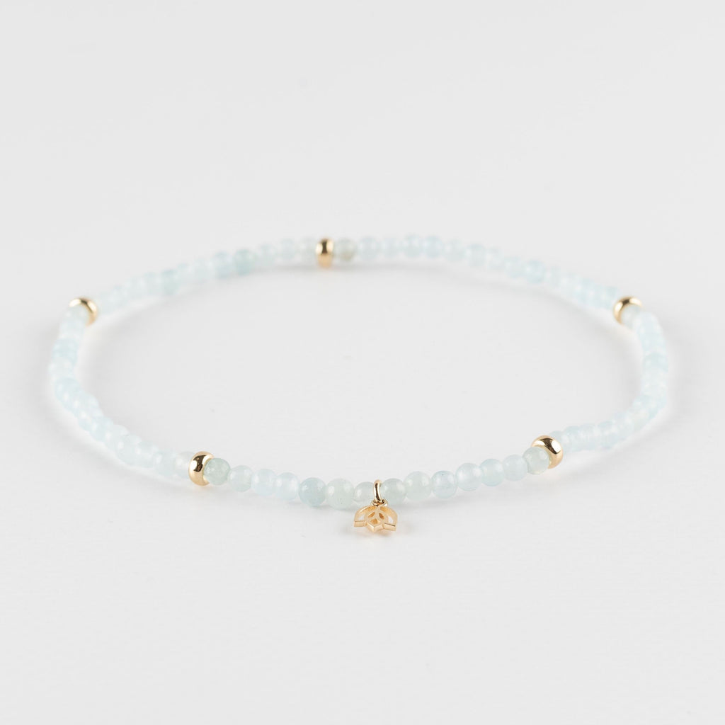 Y&G enkelbandje | Aquamarijn & 14k goud