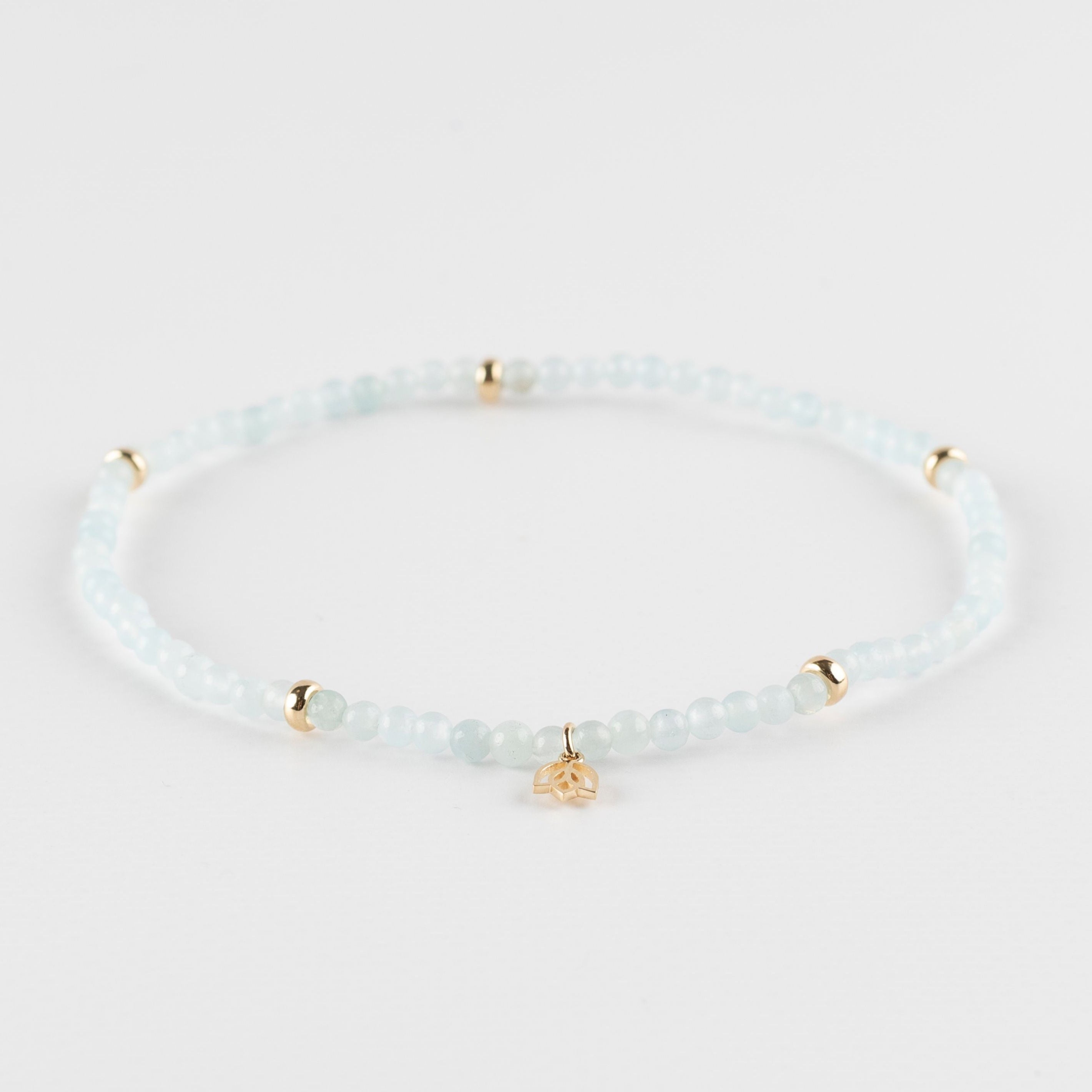 Y&G enkelbandje | Aquamarijn & 14k goud