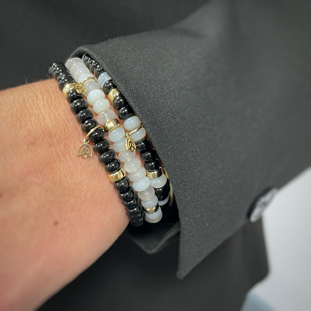 Y&G Black & White | Edelstenen armband & 14k goud