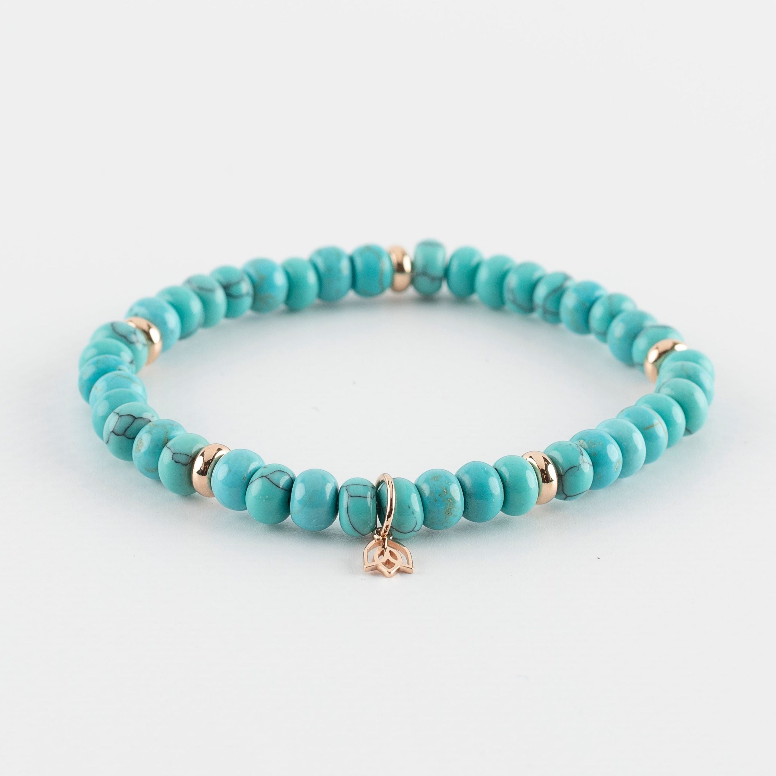 Y&G edelstenen armband | Turkoois (gekleurd) & 18k roségoud