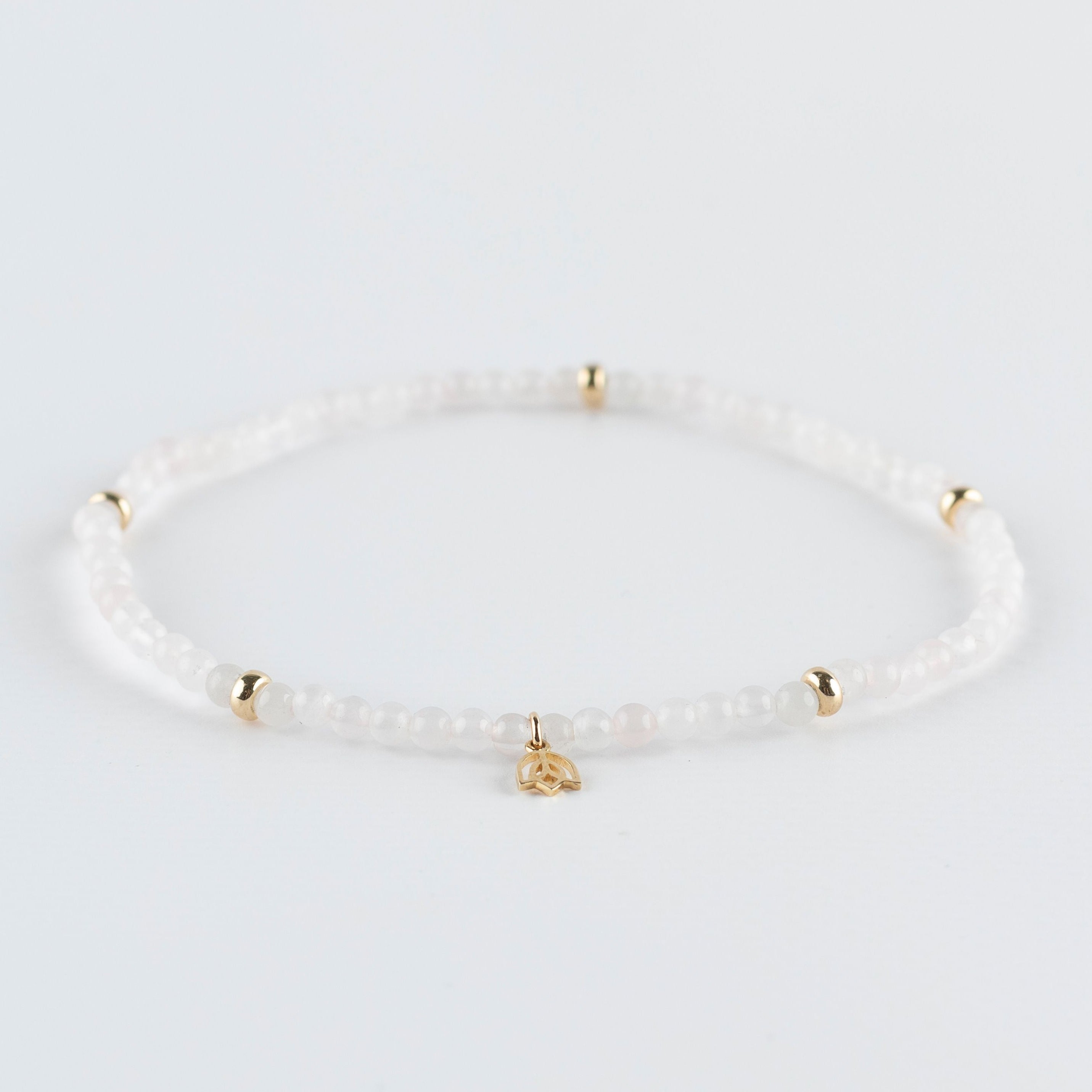 Y&G enkelbandje | Rozenkwarts & 14k goud