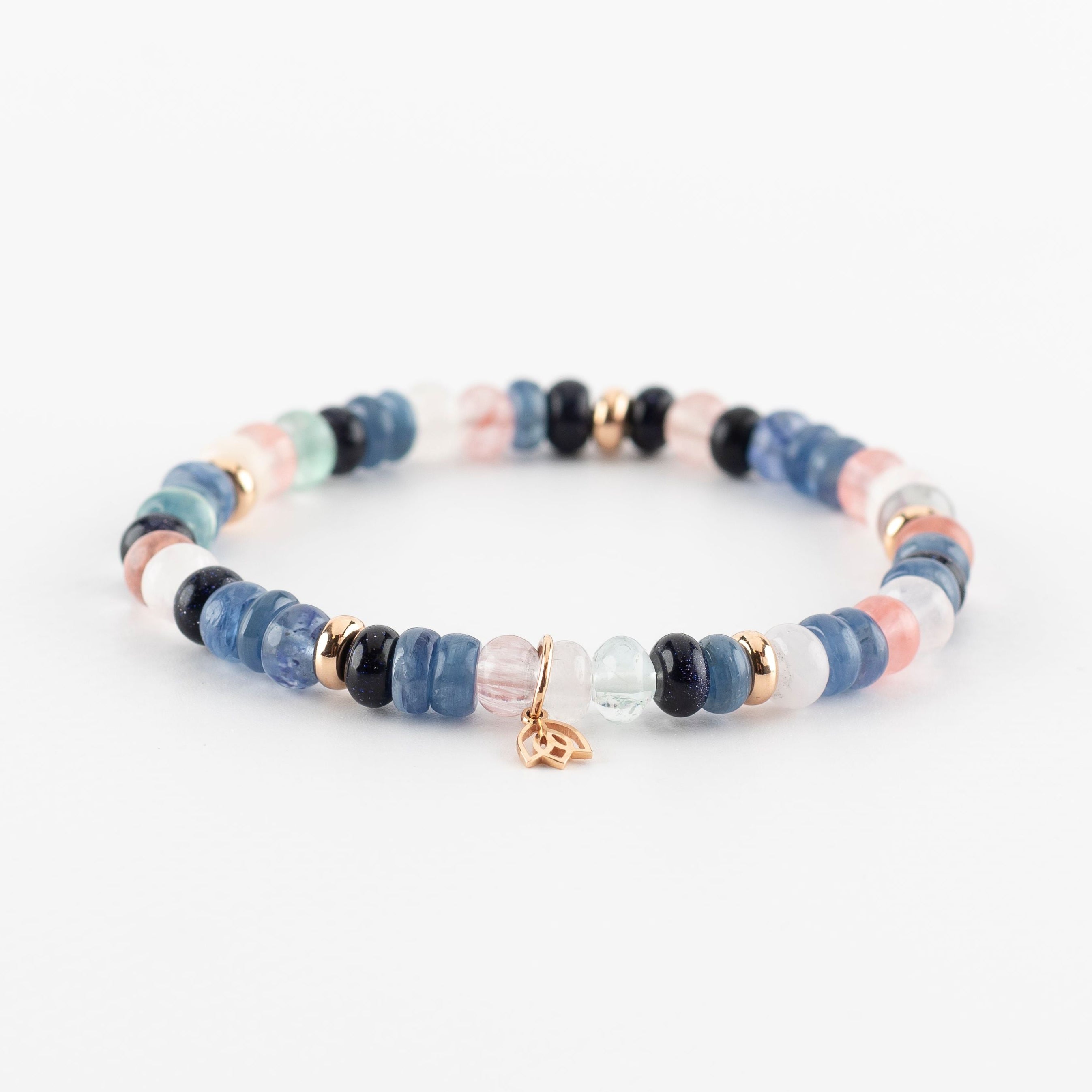 Y&G Blue Glam | Edelstenen armband & 18k roségoud