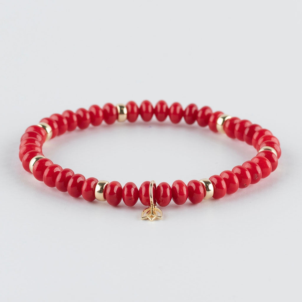 Y&G edelstenen armband | Koraal (gekleurd) & 14k goud