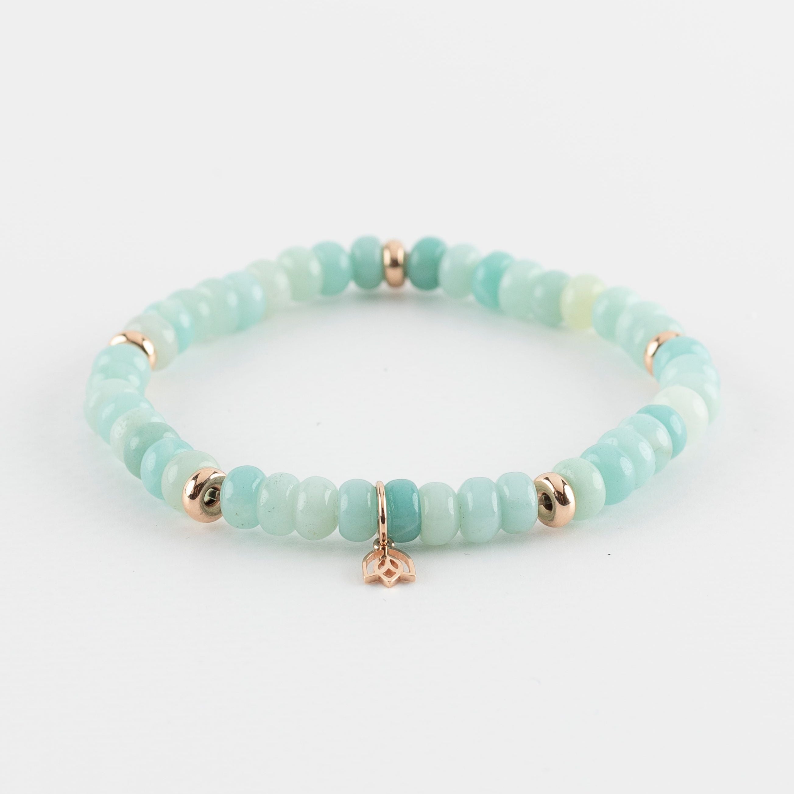 Y&G edelstenen armband | Blauwe Amazoniet & 18k roségoud