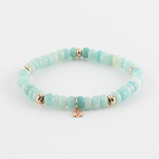 Y&G edelstenen armband | Blauwe Amazoniet & 18k roségoud