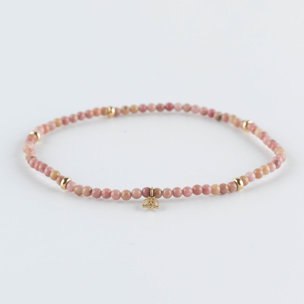 Y&G enkelbandje | Rhodochrosiet & 14k goud