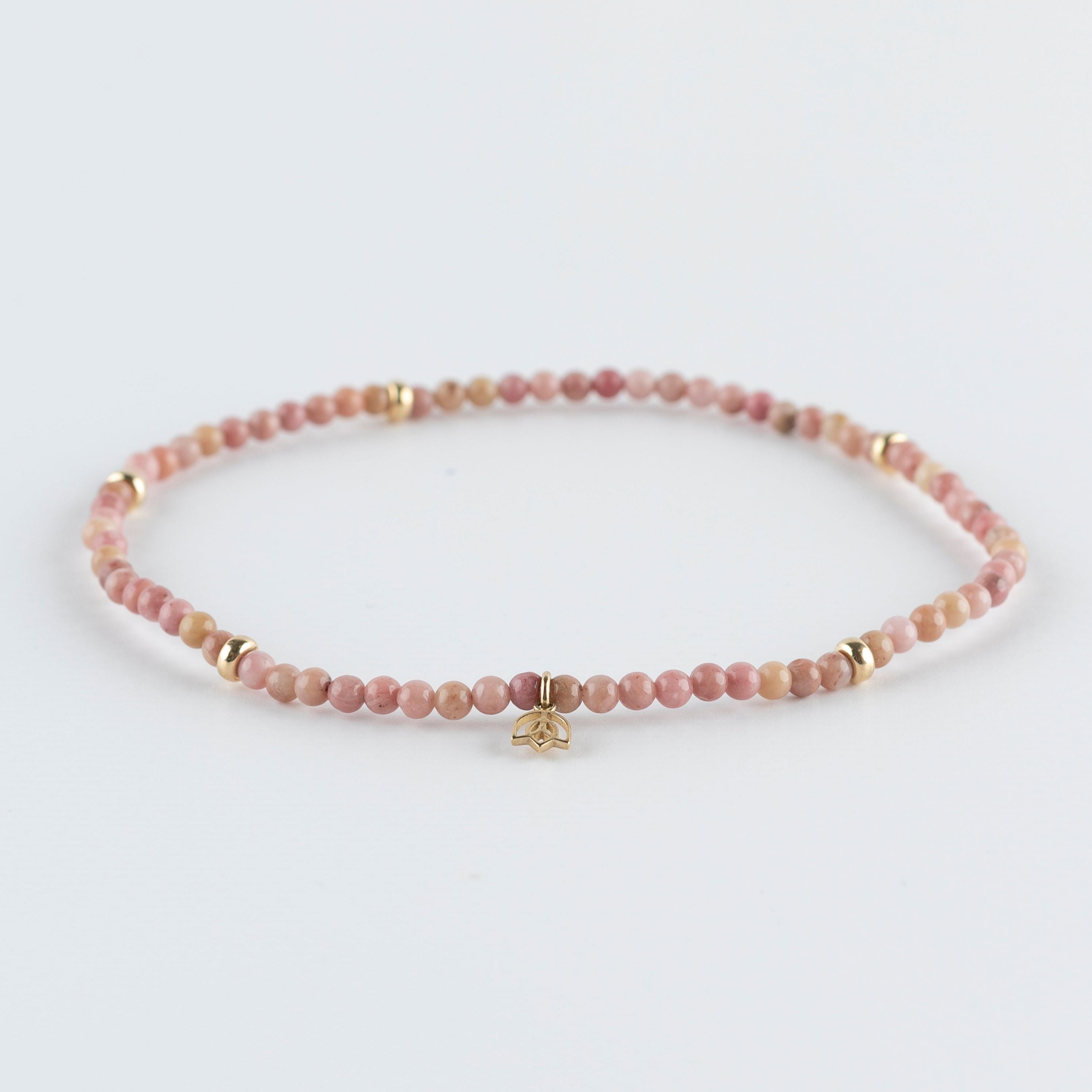 Y&G enkelbandje | Rhodochrosiet & 14k goud