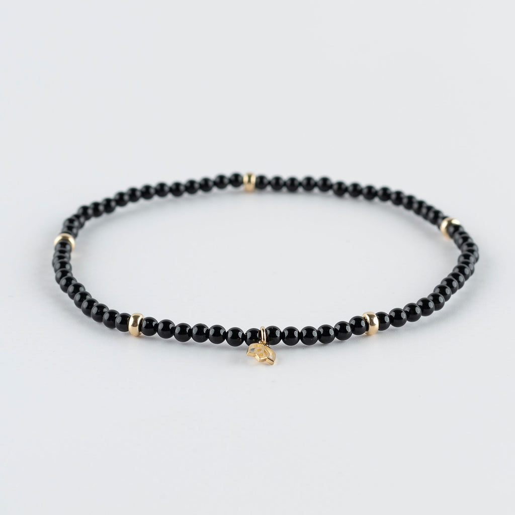 Y&G enkelbandje | Onyx & 14k goud