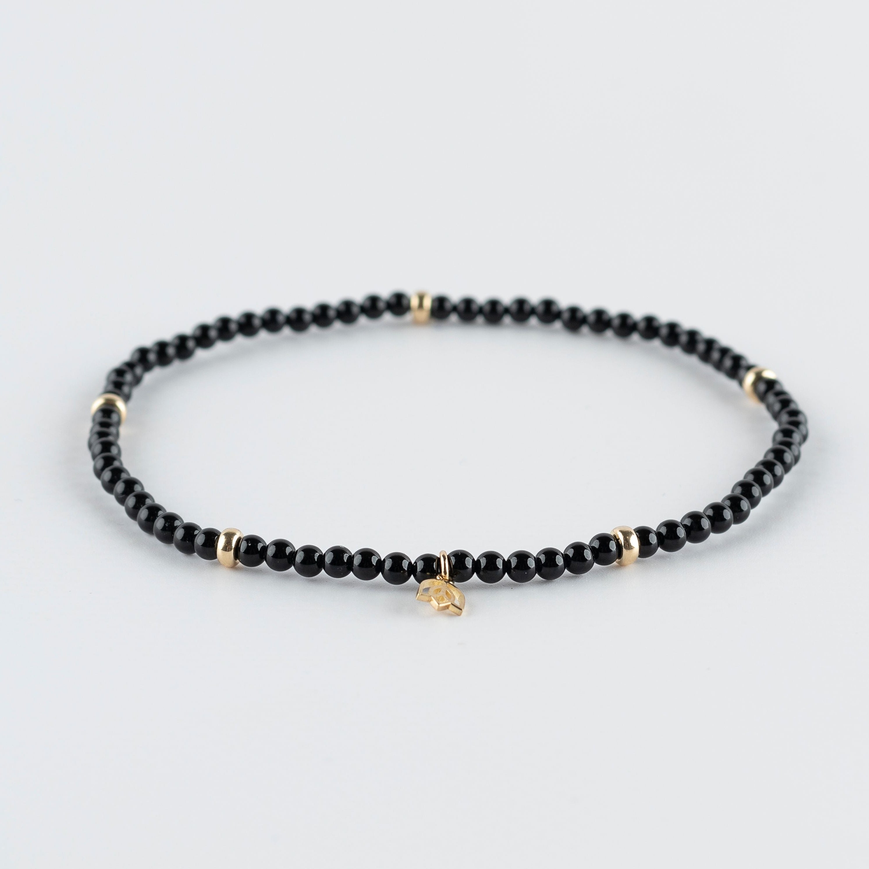 Y&G enkelbandje | Onyx & 14k goud