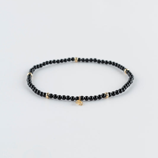 Y&G enkelbandje | Onyx & 14k goud