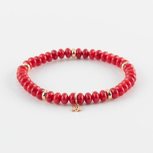Y&G edelstenen armband | Koraal (gekleurd) & 18k roségoud