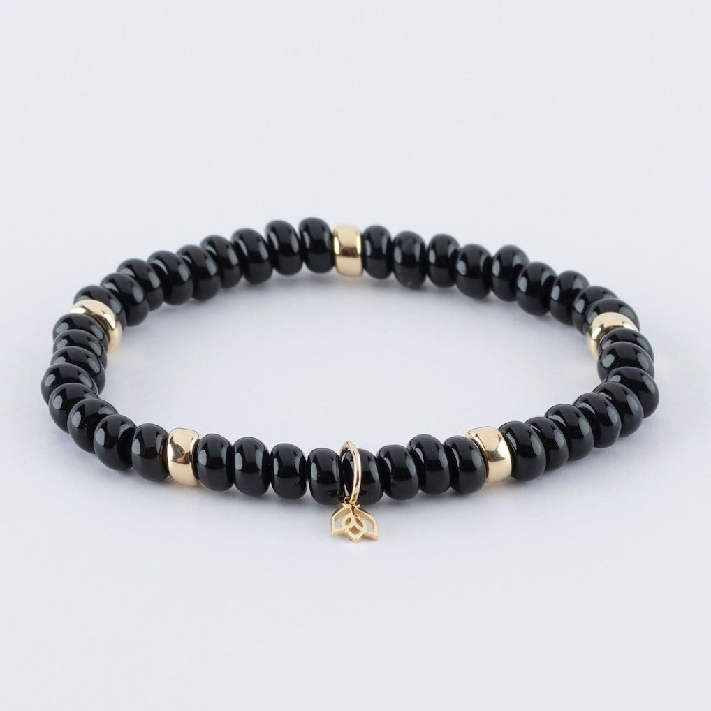 Y&G edelstenen armband | Onyx & 14k goud