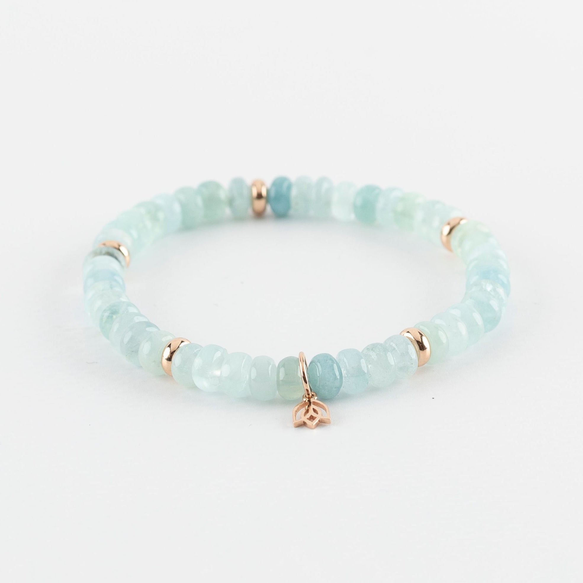 Y&G edelstenen armband | Aquamarijn & 18k roségoud