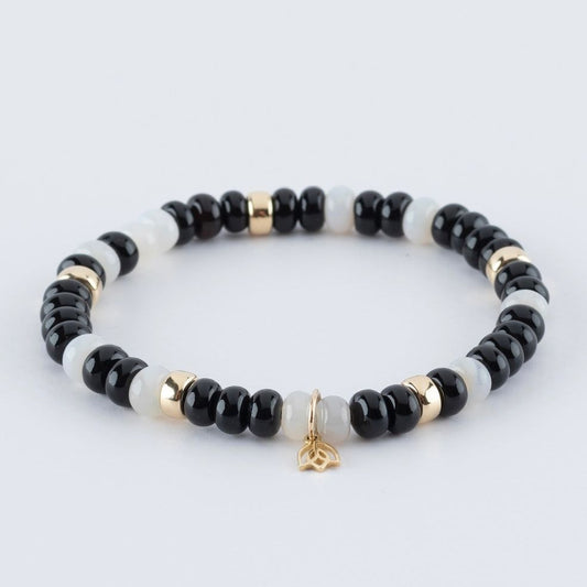 Y&G Black & White | Edelstenen armband & 14kt goud
