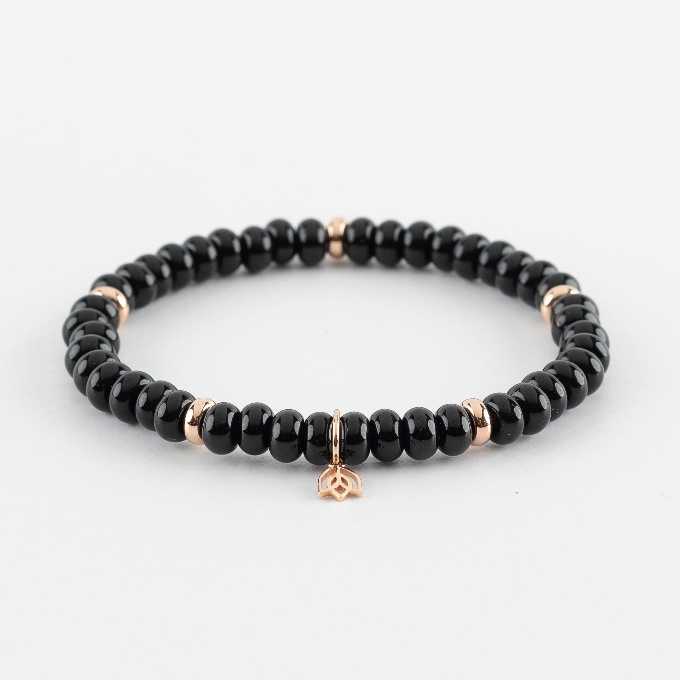 Y&G edelstenen armband | Onyx & 18k roségoud