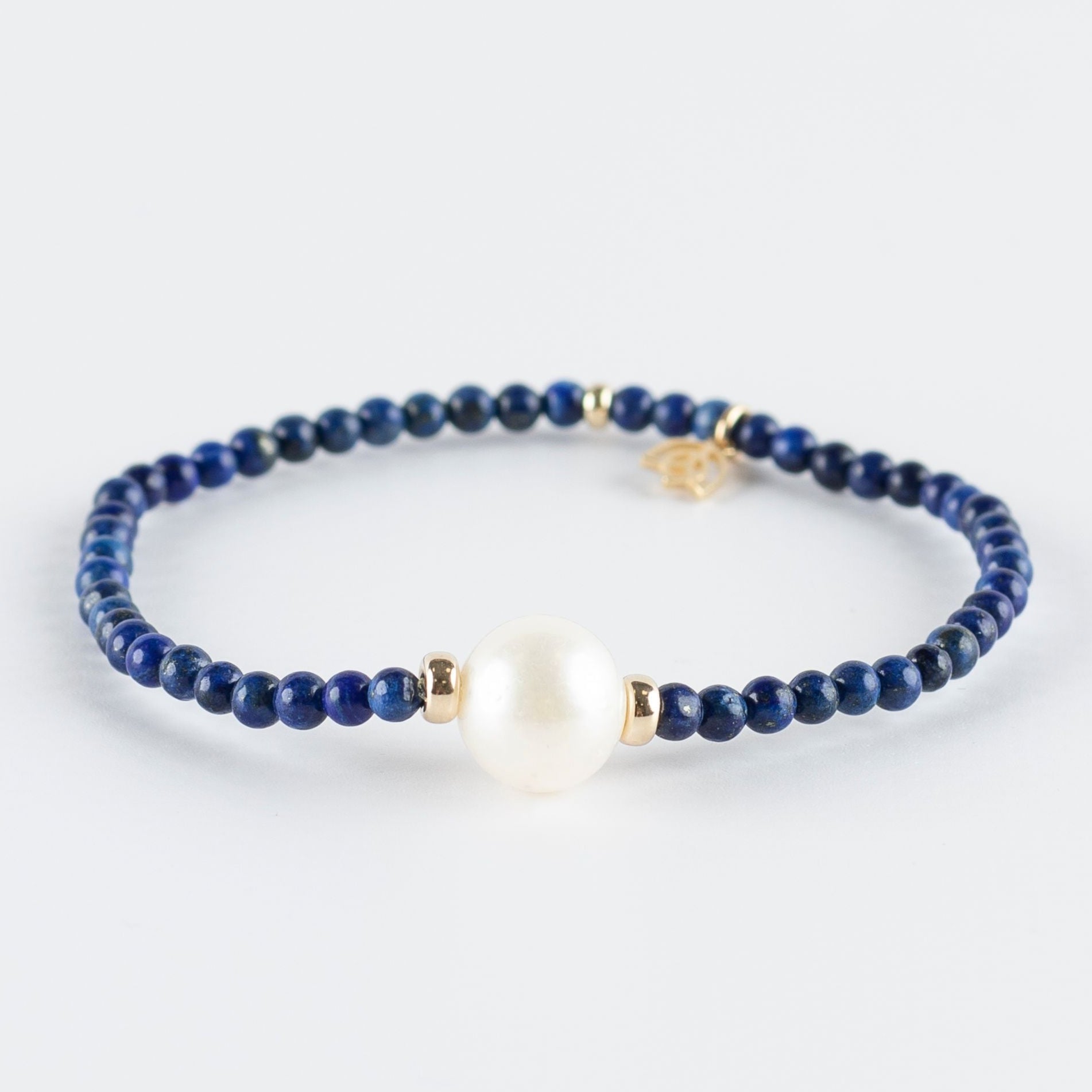 Y&G edelstenen armband | Zoetwaterparel, lapis lazuli & 14k goud