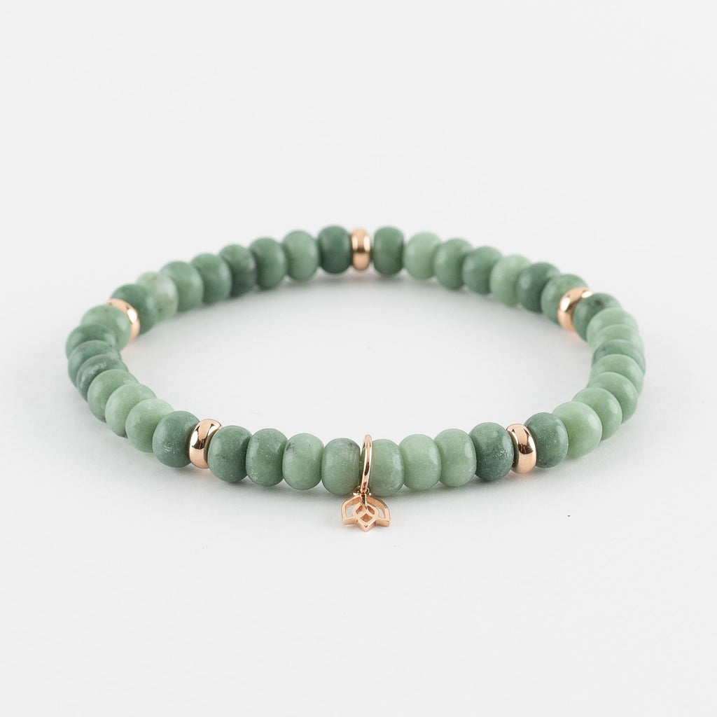 Y&G edelstenen armband | Groene jade & 18k roségoud