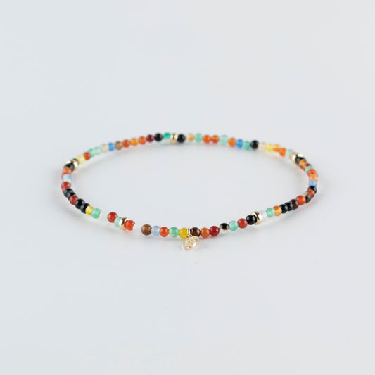 Y&G enkelbandje | Multi Agaat & 14k goud