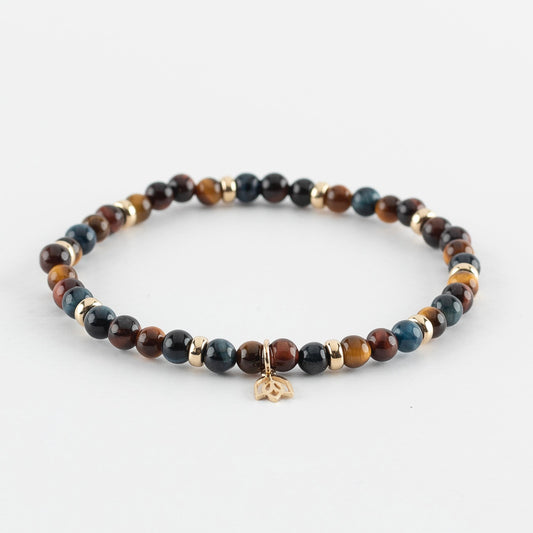 Y&G edelstenen armband | Multi Tijgeroog & 14K goud