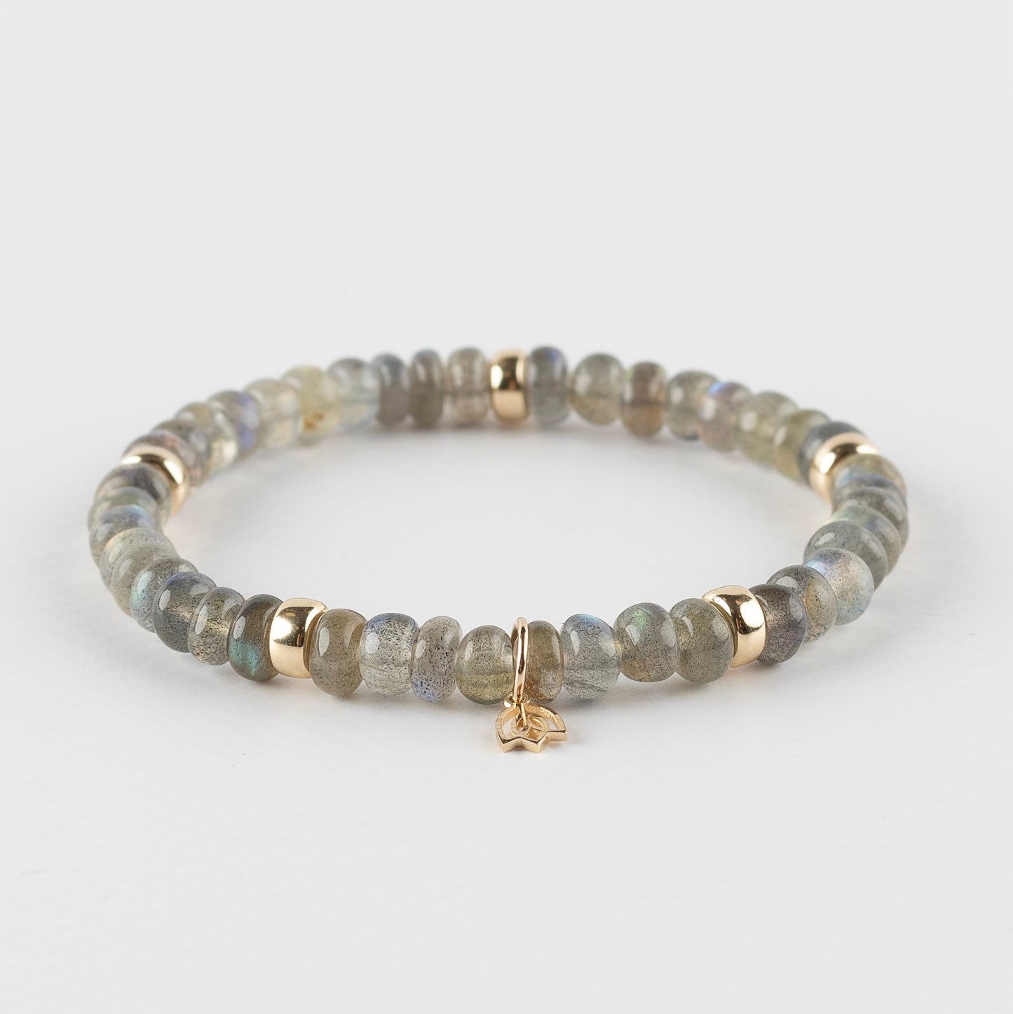 Y&G edelstenen armband | Donkere labradoriet & 14k goud