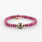 Y&G edelstenen armband | Tahiti parel, robijn & 18k roségoud