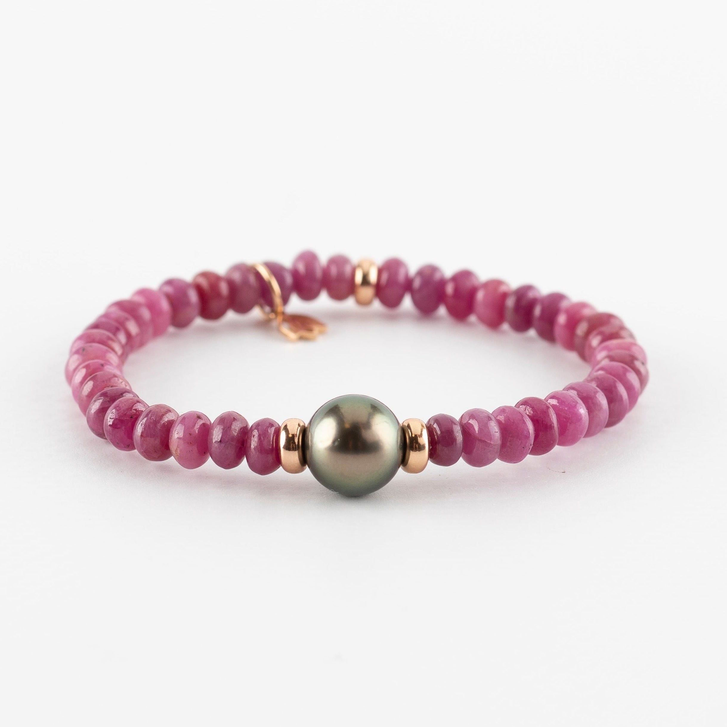 Y&G edelstenen armband | Tahiti parel, robijn & 18k roségoud