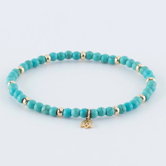 Y&G edelstenen armband | Turkoois (gekleurd) & 14K goud