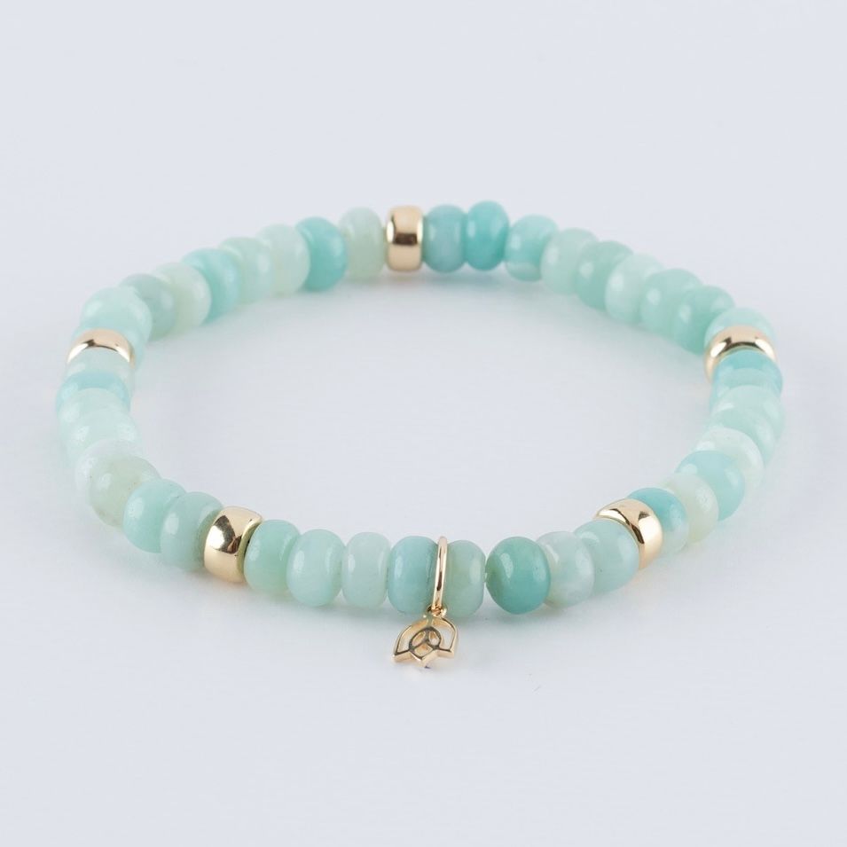 Y&G edelstenen armband | Blauwe amazoniet & 14k goud
