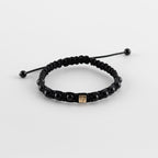 Y&G Men satijnkoord armband | Onyx & 14k goud