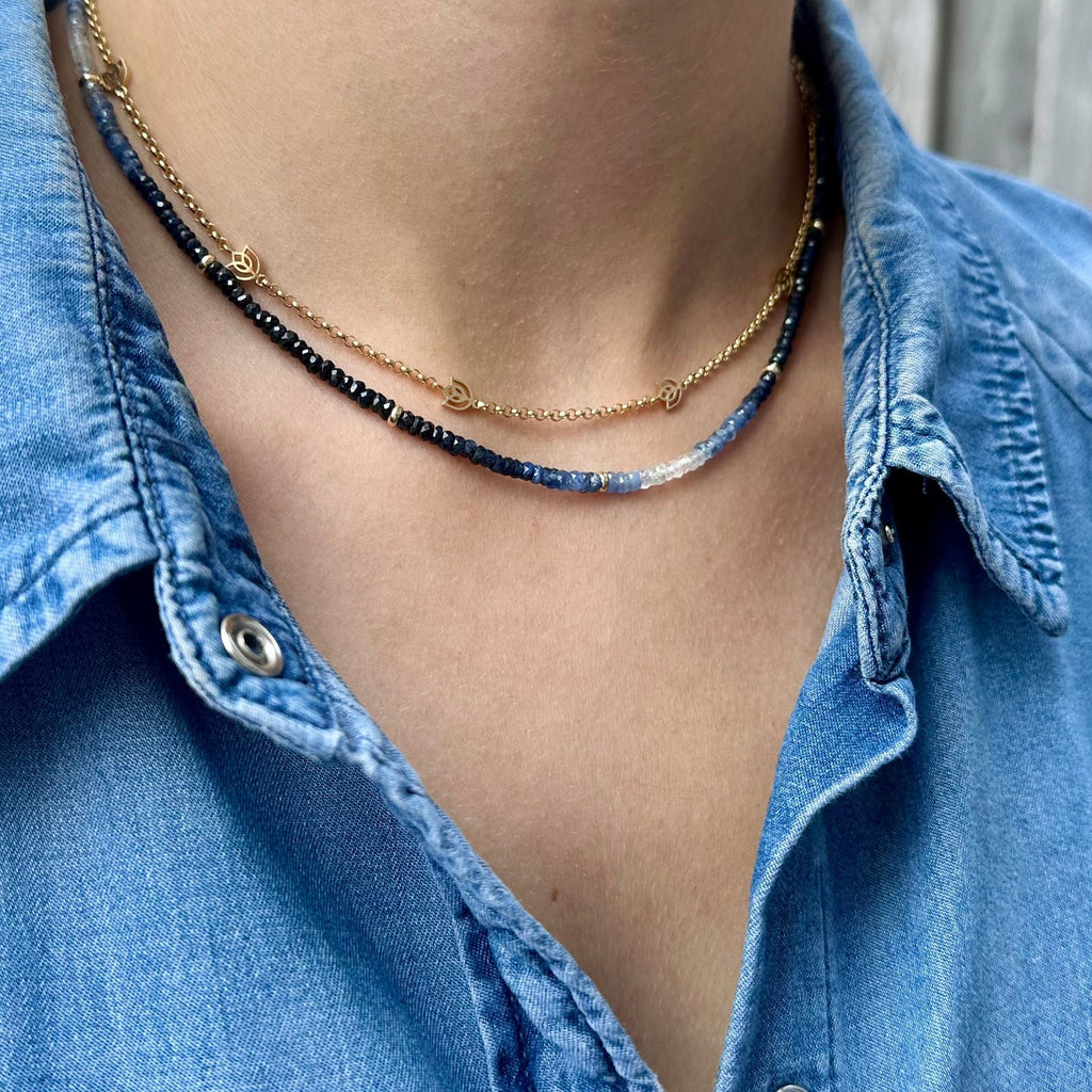 Y&G Collier | Saffier & 14k goud