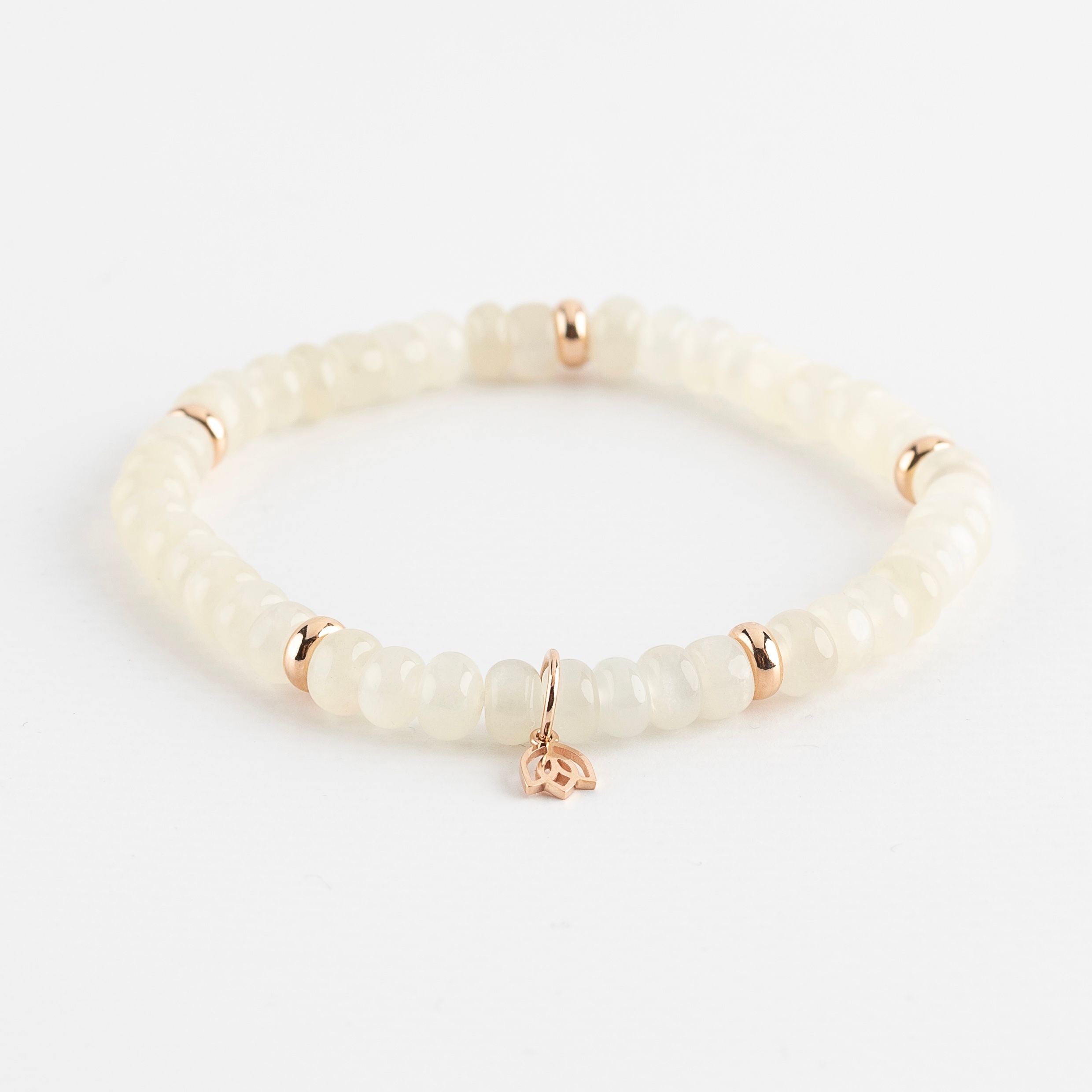 Y&G edelstenen armband | Witte Maansteen & 18k roségoud