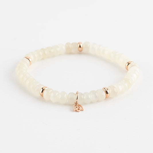 Y&G edelstenen armband | Witte Maansteen & 18k roségoud